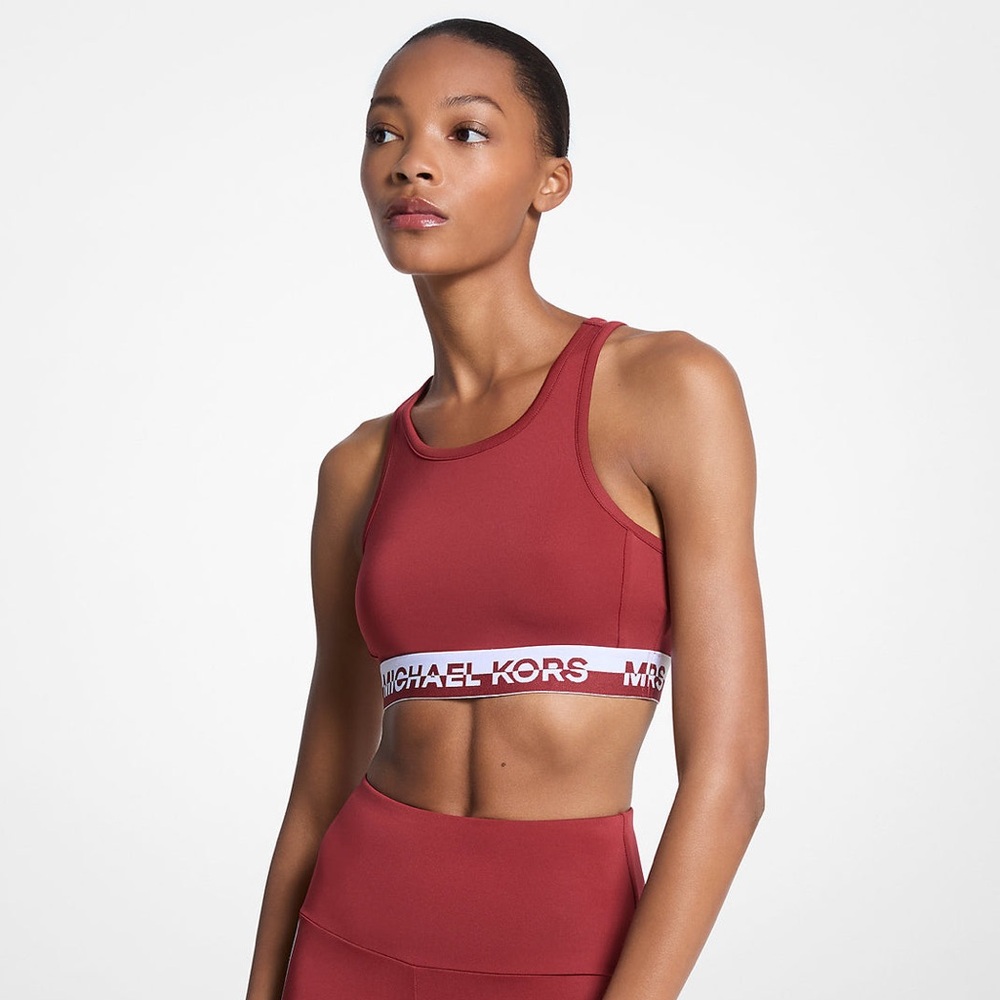 Michael Kors Logo Tape Sports Bra in Cherry NWT MSRP $68